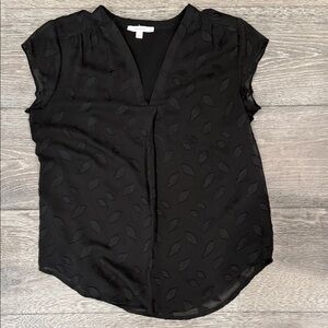 Fun 2 Fun Black Leaf Pattern Blouse